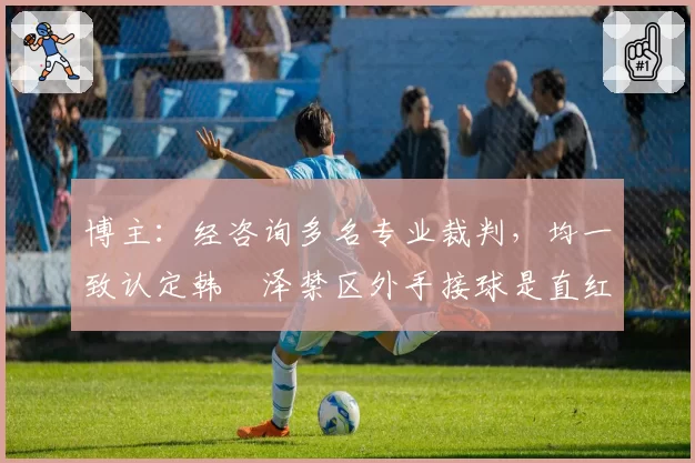 博主：经咨询多名专业裁判，均一致认定韩镕泽禁区外手接球是直红